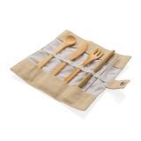 Reusable bamboo travel cutlery set, white