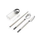 Pocketsize reusable cutlery set on-the-go, silver