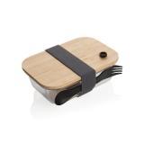 Glass lunchbox with bamboo lid, transparent