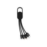 4-in-1 cable with carabiner clip, black