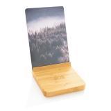 Bamboo 5W wireless charger with photo frame, brown