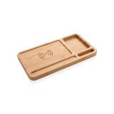 Bamboo desk organizer 5W wireless charger, brown