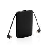 5.000 mAh Pocket Powerbank with integrated cables, black