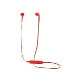 Wireless earbuds in pouch, red