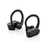 TWS sport earbuds in charging case, black