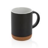 Ceramic mug with cork base, black