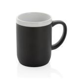 Ceramic mug with white rim, black