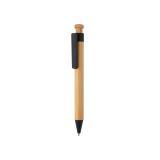 Bamboo pen with wheatstraw clip, black