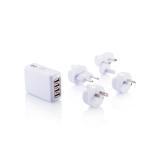 Travel plug with 4 USB ports, white